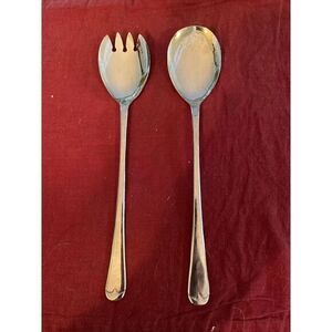 Vtg Sheffield England Silverplate‎ Long HANDLE Salad Serving Set Fork & Spoon